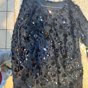CeCe Black Sequin Top